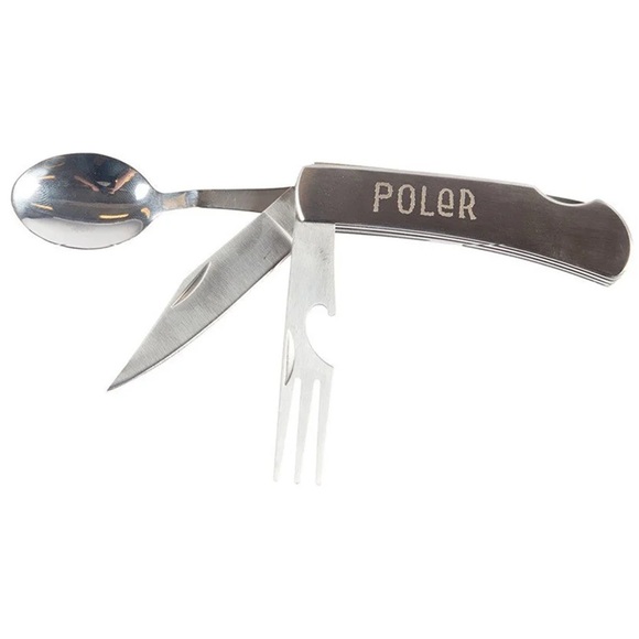 POLER Folding Knife 4-in-1 Nobo Outdoor Cutlery Set w/ Sheath Camping Tool - Picture 1 of 12